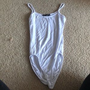 White Boohoo tank bodysuit